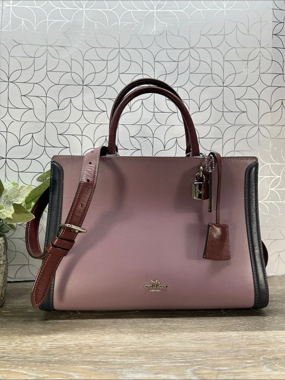 Coach purple and Burgundy Leather Satchel